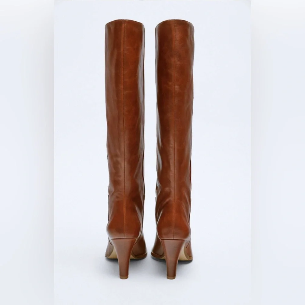 Zara Brown Over the Knee Boots Size 39 NWT